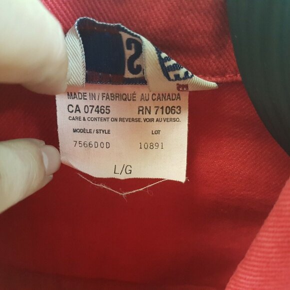 HIGH STATE Womens Vintage RED Denim Jacket Button Up LARGE MADE CANADA - Picture 6 of 10